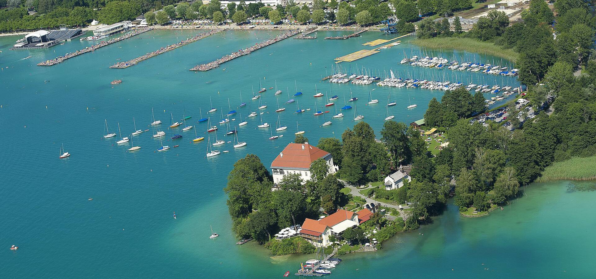 Wörthersee mit Blick auf Maria Loretto