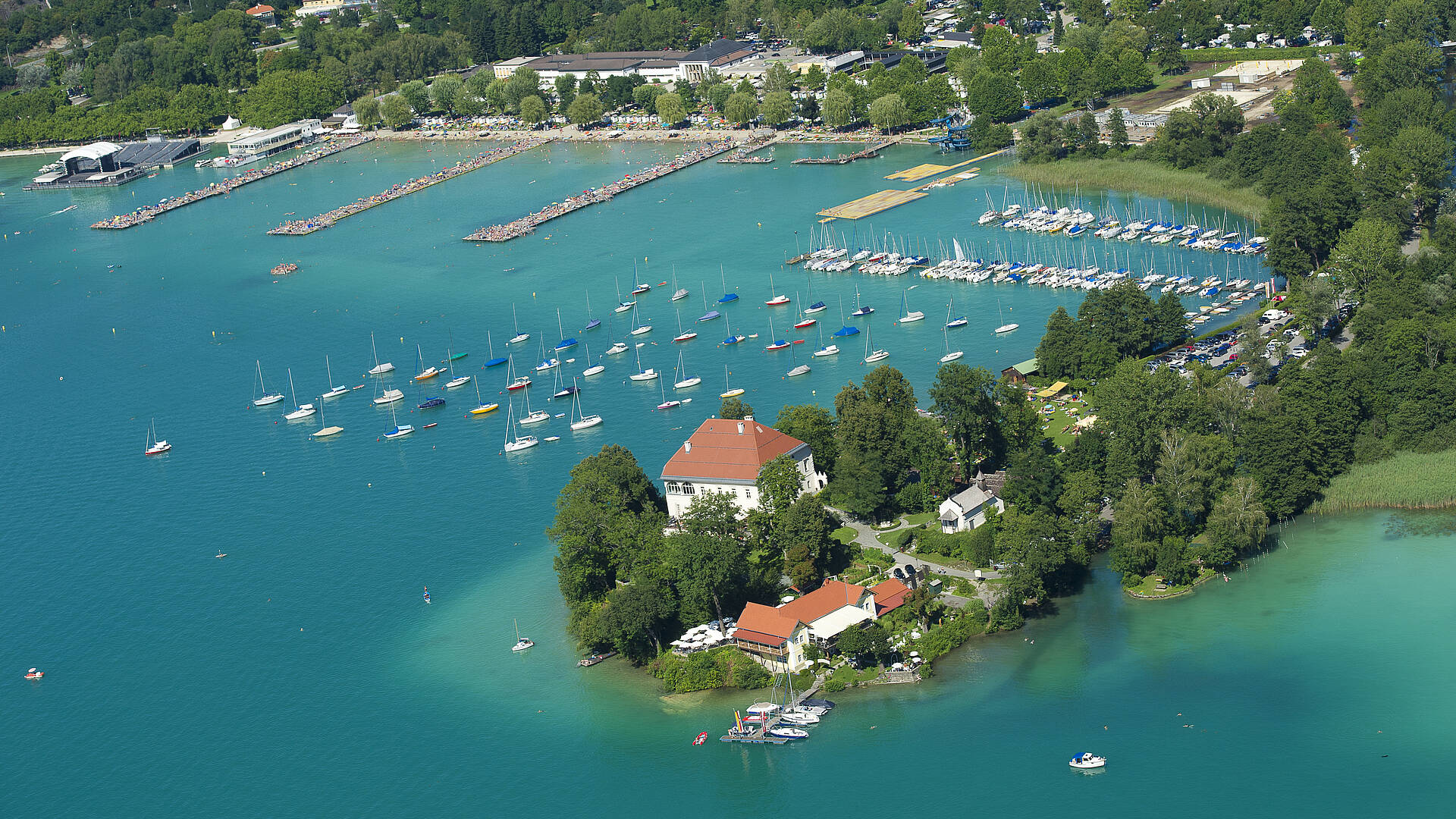 Wörthersee mit Blick auf Maria Loretto