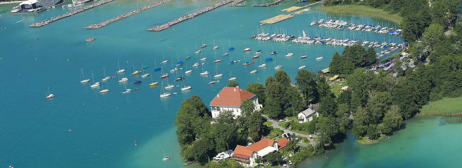 Wörthersee mit Blick auf Maria Loretto