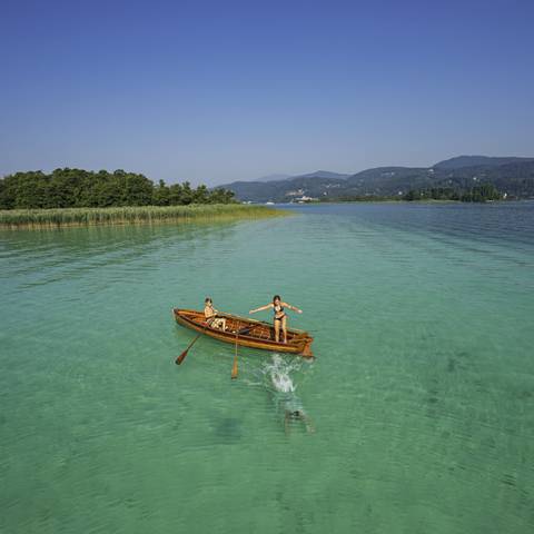 Wörthersee - Sprung in den See - Ruderboot