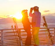 Skifahren auf der Gerlitzen Alpe bei stimmungsvollem Sonnenlicht