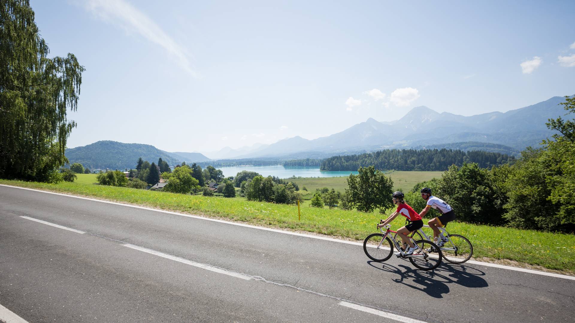 <p>Rennradfahren am Faaker See</p>