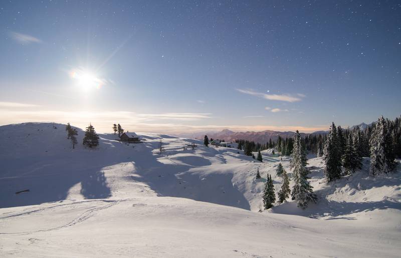 Winterlandschaft im Naturpark Dobratsch in der Region Villach