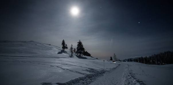 Geführte Vollmond-Schneeschuhwanderung in Kärnten - im Naturpark Dobratsch.