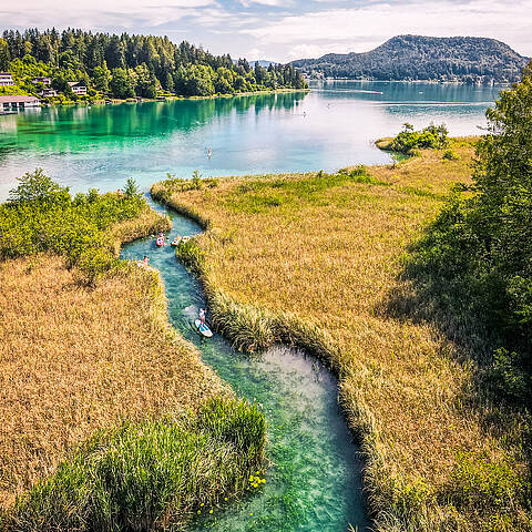 Faaker See Luftaufnahme Schilfkanal