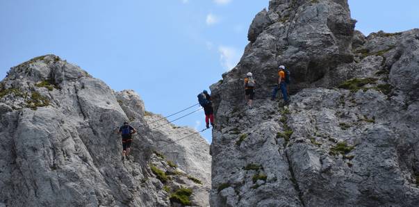 Däumling Klettersteig am Nassfeld beim Gartnerkofel, klettern