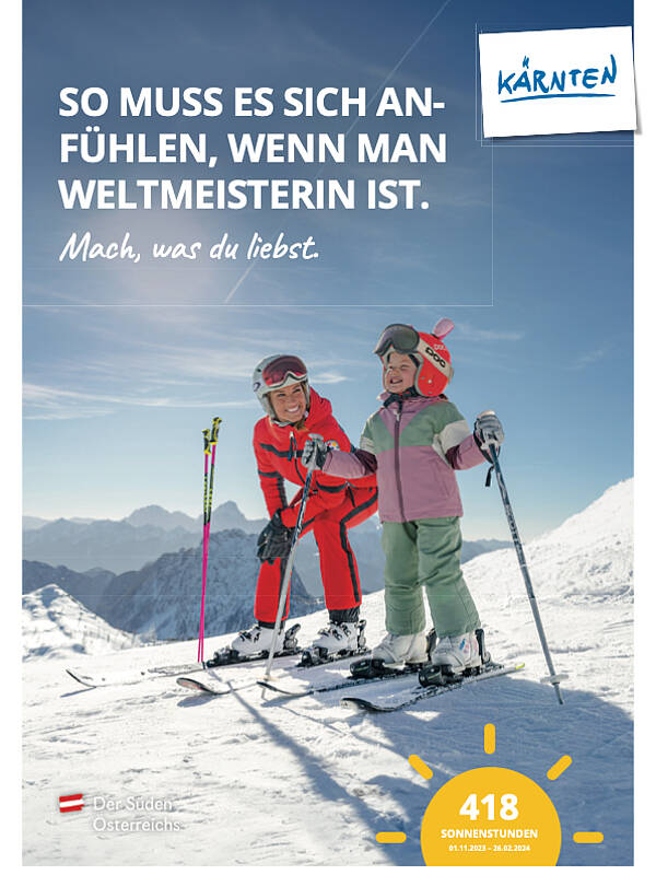 Mama und Tochter beim Skifahren in Kärnten.