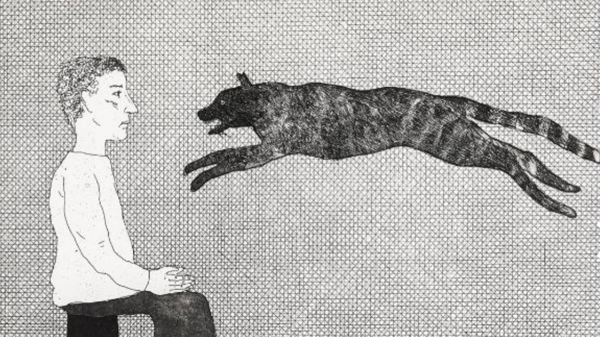 David Hockney: a black cat leaping 1969 Radierung David Hockney