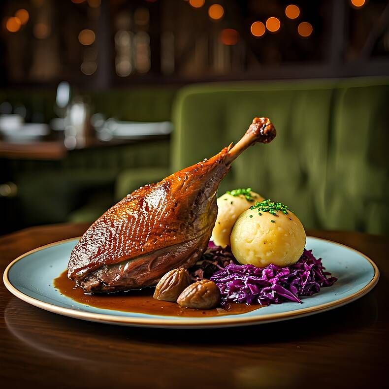 Ganslessen im Warmbaderhof im kleinen Restaurant