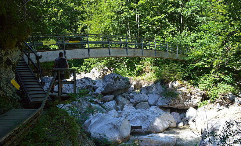 Garnitzenklamm Ende der Etappe 2 mit Brücke über die Klamm