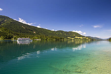 Schifffahrt auf dem Weissensee. Segeln und Boot fahren in K&auml;rnten