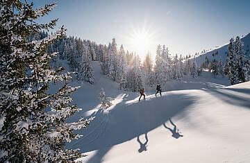 Zwei Personen bei der Skitour im Naturpark Dobratsch 