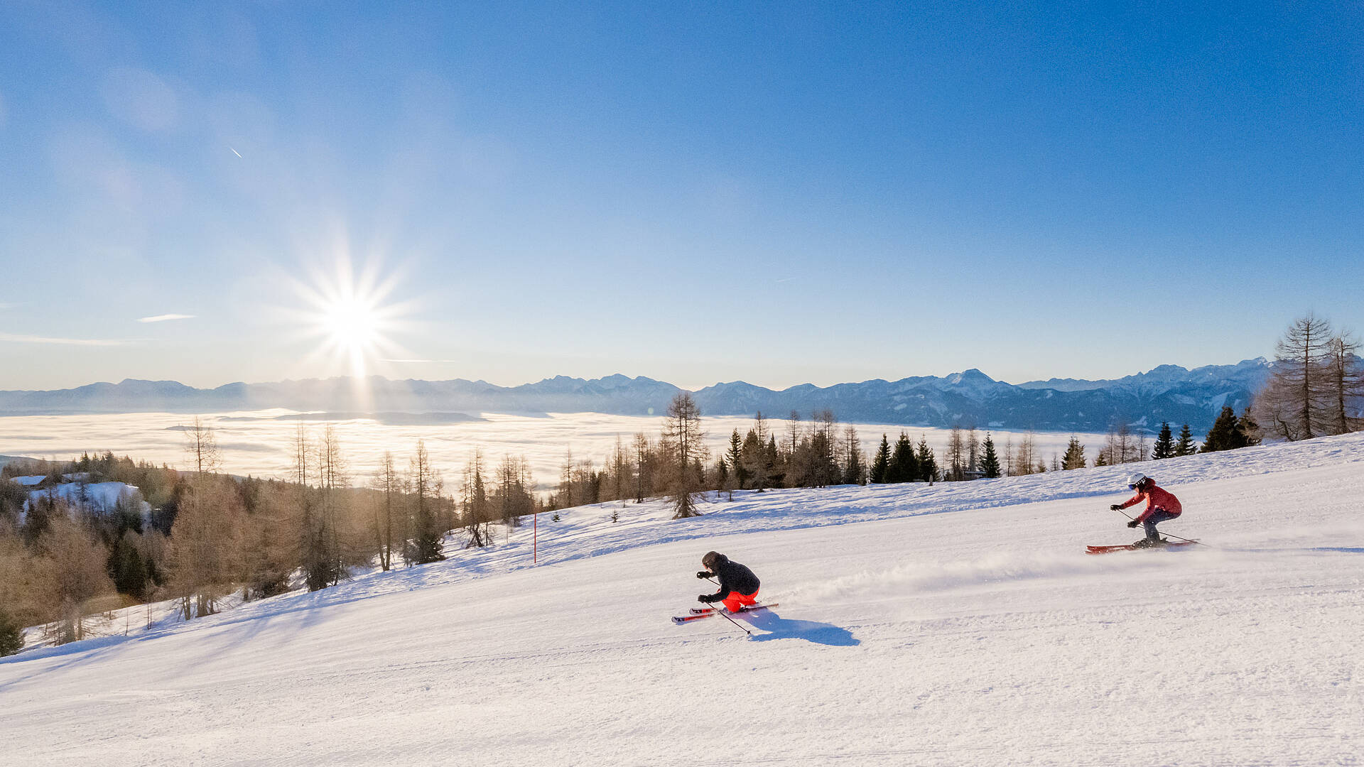 Gerlitzen Alpe Skigenuss bei strahlendem Sonnenschein