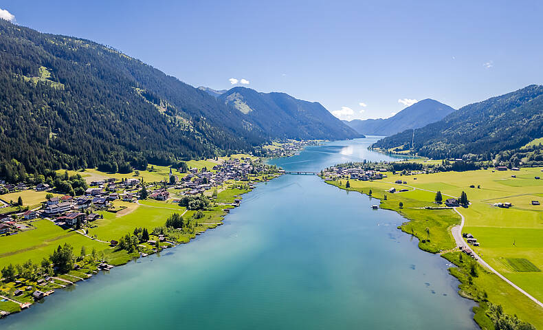Panoramabild vom Weissensee Blick auf den traumhaft schönen Weissensee
