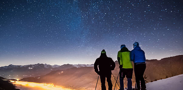 Sternlan schauen am Weissensee beim Schneeschuhwandern