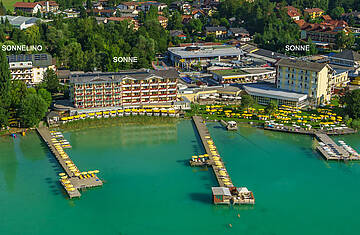 Klopeiner See Sonnelino Sonne_Hotel aus Flugperspektive