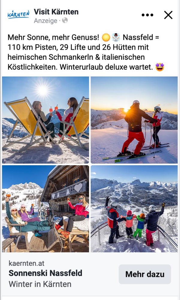 Winterlandschaft in Kärnten mit verschneiten Bergen