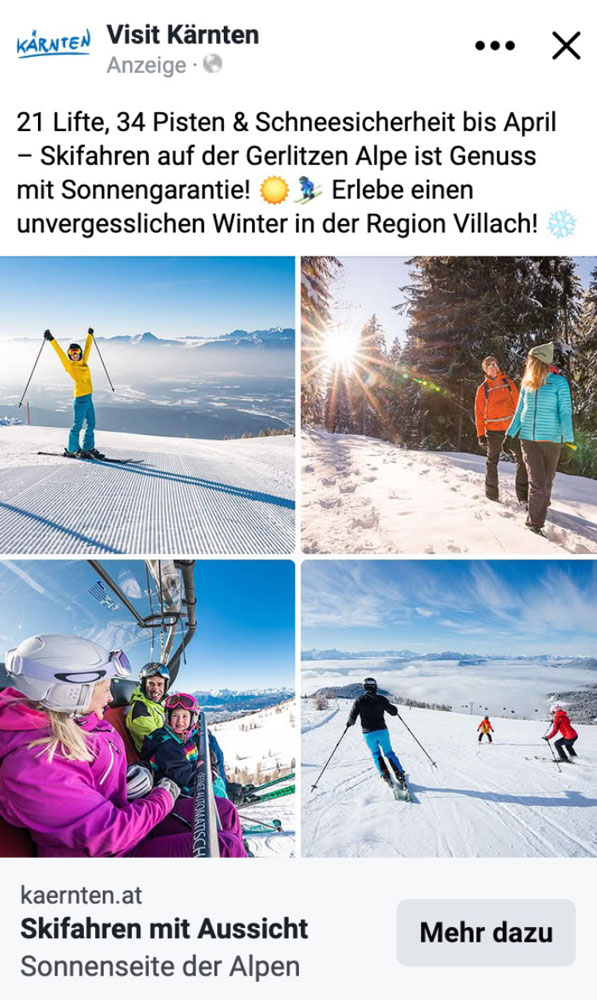 Skifahrer in den Kärntner Alpen im Winter