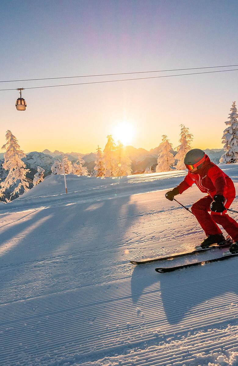 Skifahrer beim Carven am Nassfeld