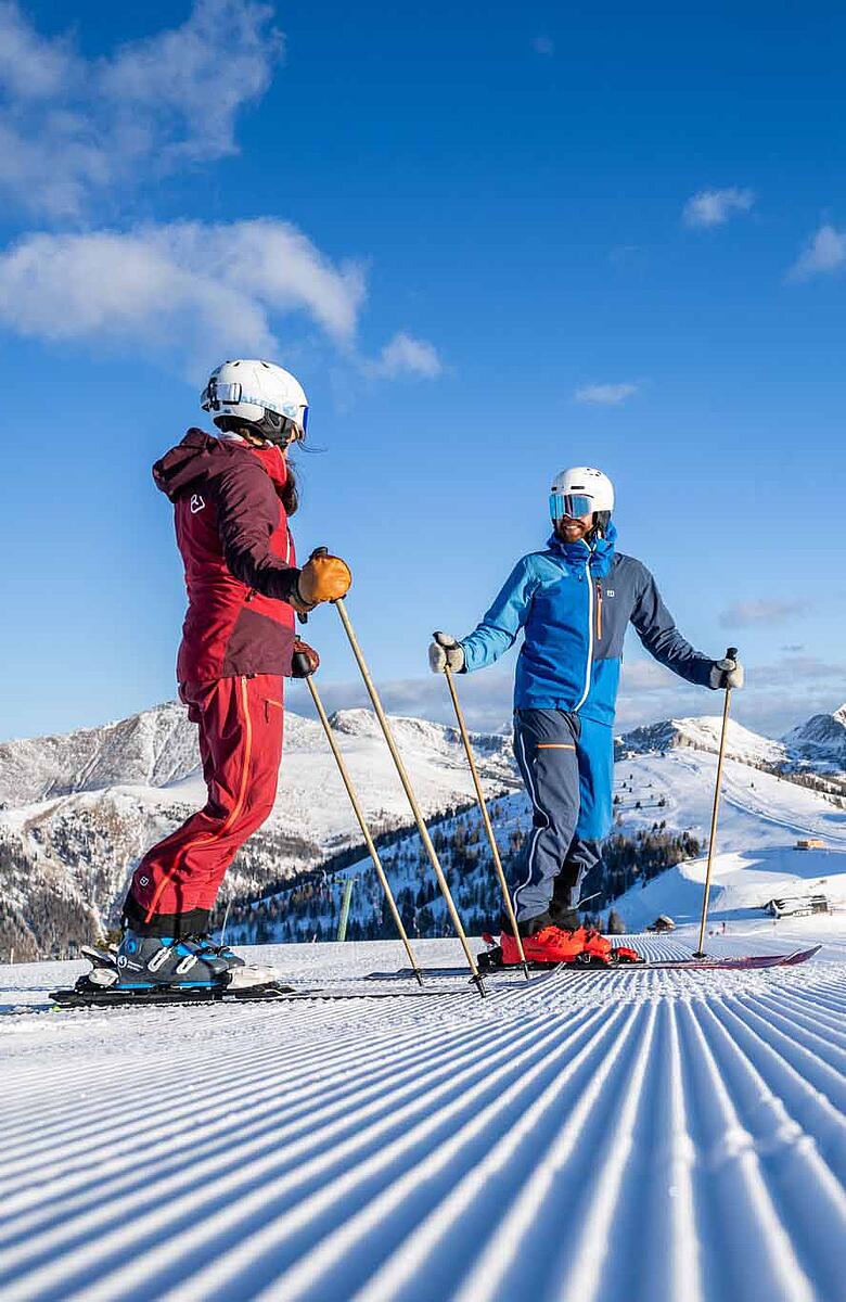 Skifahren bei schönen Wetter im Skigebiet Bad Kleinkirchheim